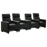 Warren - 4 Seater Home Theater With Wedge Console Recliners - Black