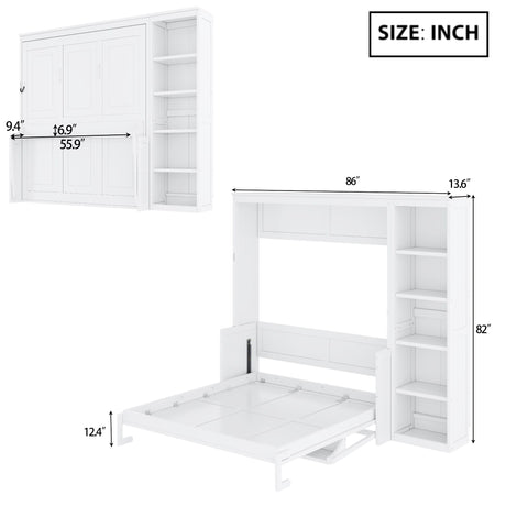 Sturdy Murphy Bed With Desk And Bookshelf