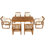 7 Piece Outdoor Patio Dining Set With Removable Cushions