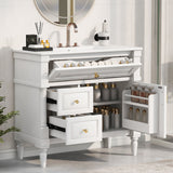 Freestanding Bathroom Vanity With Sink, Adjustable Shelf, Flip Drawer