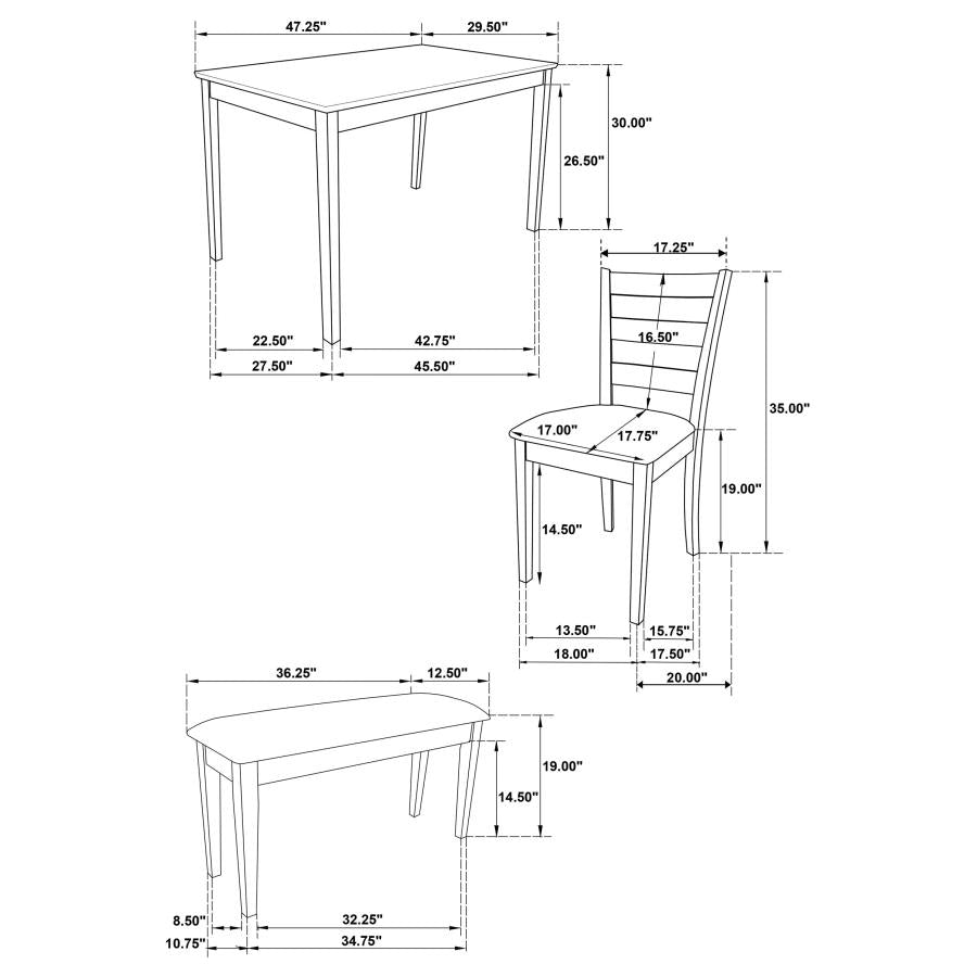 Guillen 5-piece Rectangular Dining Table Set Cappuccino - 150232