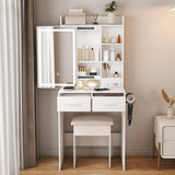 Small Makeup Vanity Desk With Adjustable LED Lights