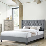 Modern Diamond Tufted Headboard Bed With Nailhead Trim