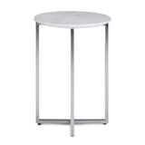 Marsden - Side Table With Polished Base - White / Silver