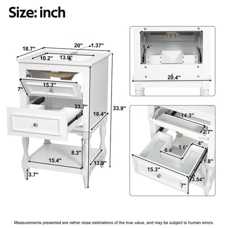 Retro Design Bathroom Vanity With Sink, 2 Drawer Storage Cabinet