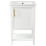 Modern Bathroom Vanity With Sink, Soft-Closing Door And Open Shelf