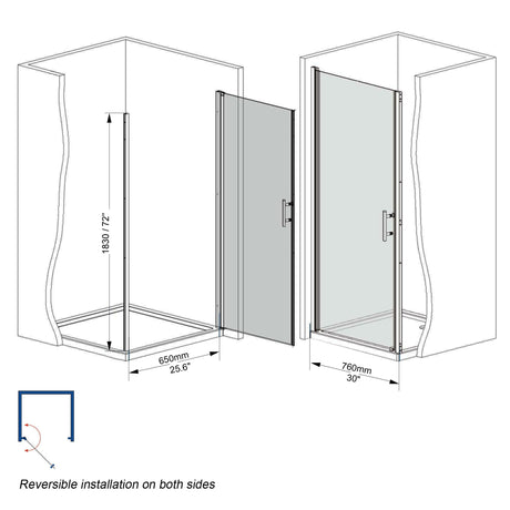 Shower Door & Tempered Glass With Safety Film - Chrome