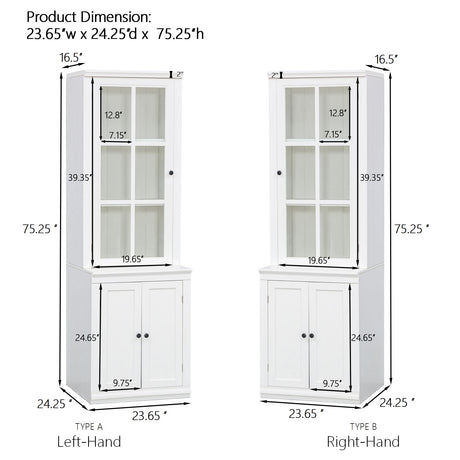 Retro Style Hutch Cabinet With Glass Door, China Cabinet For Home