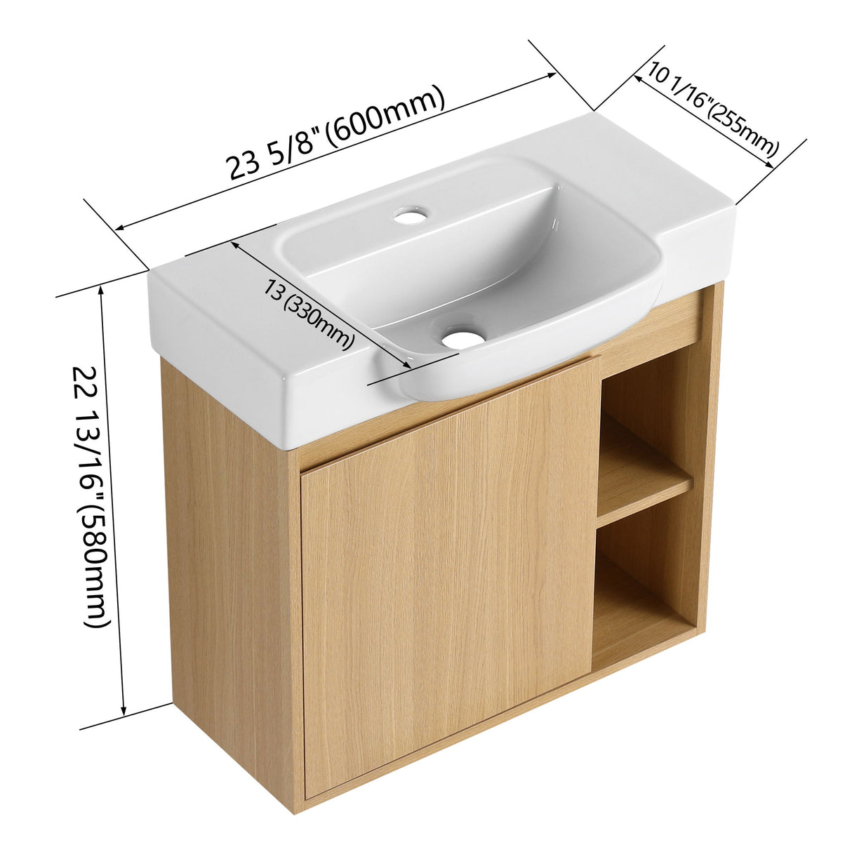 Wall Mounted Bathroom Vanity With Sink & Soft Close Door