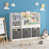 Bookcase And Bookshelf With 3 Collapsible Drawers, Multifunctional Display Stand