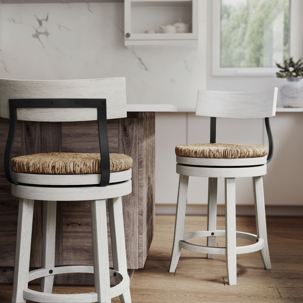 Stool With Natural Seagrass Seat