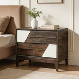 Japandi 2 Drawer Nightstand With Geometric Design