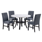 Elegant 5 Piece Dining Set Dark Chairs Top Table With Lower Shelf Kitchen Dining Room