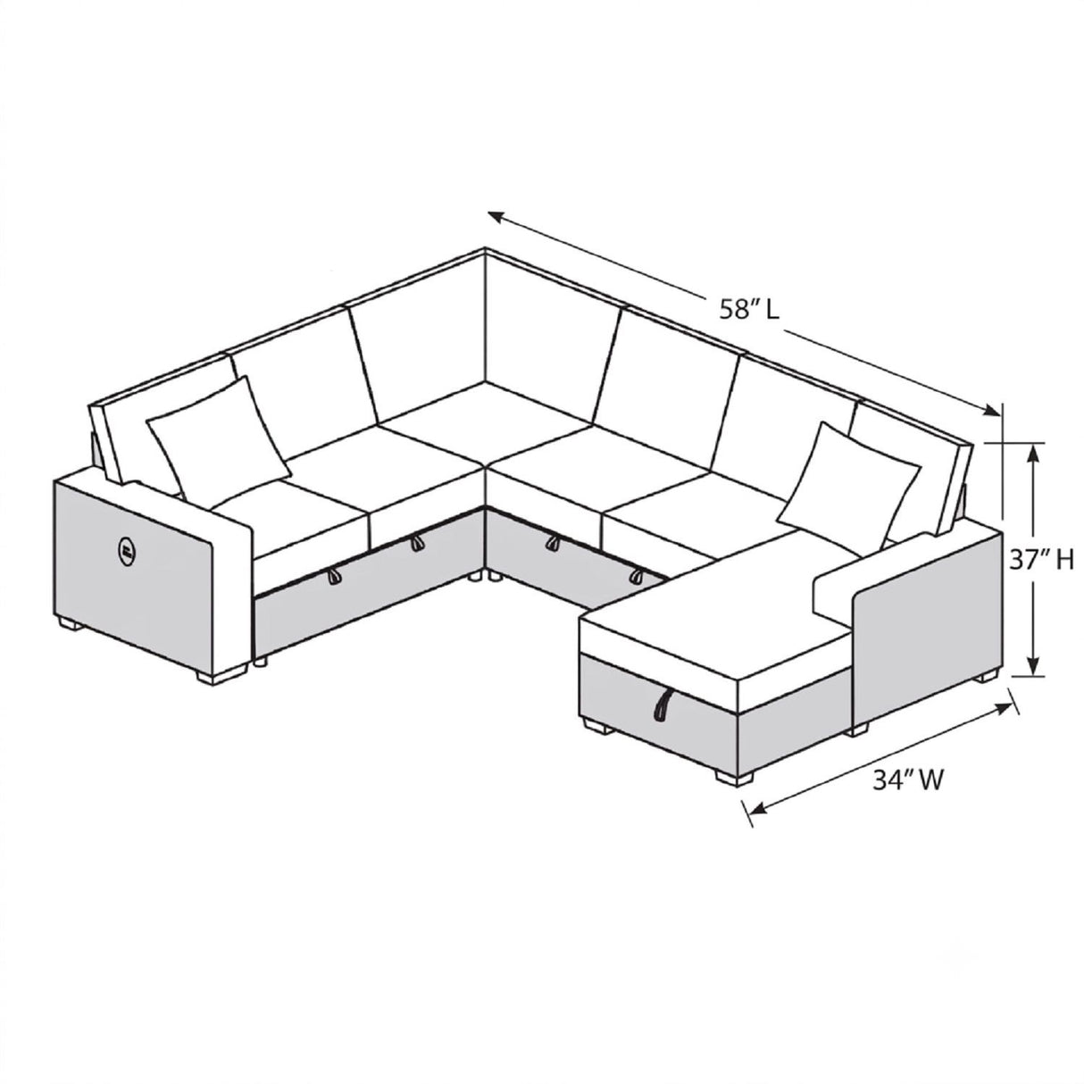 Convertible Sectional Upholstered Sleeper Sofa With Storage Chaise