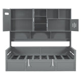 Daybed With All-In-One Cabinet And Shelf