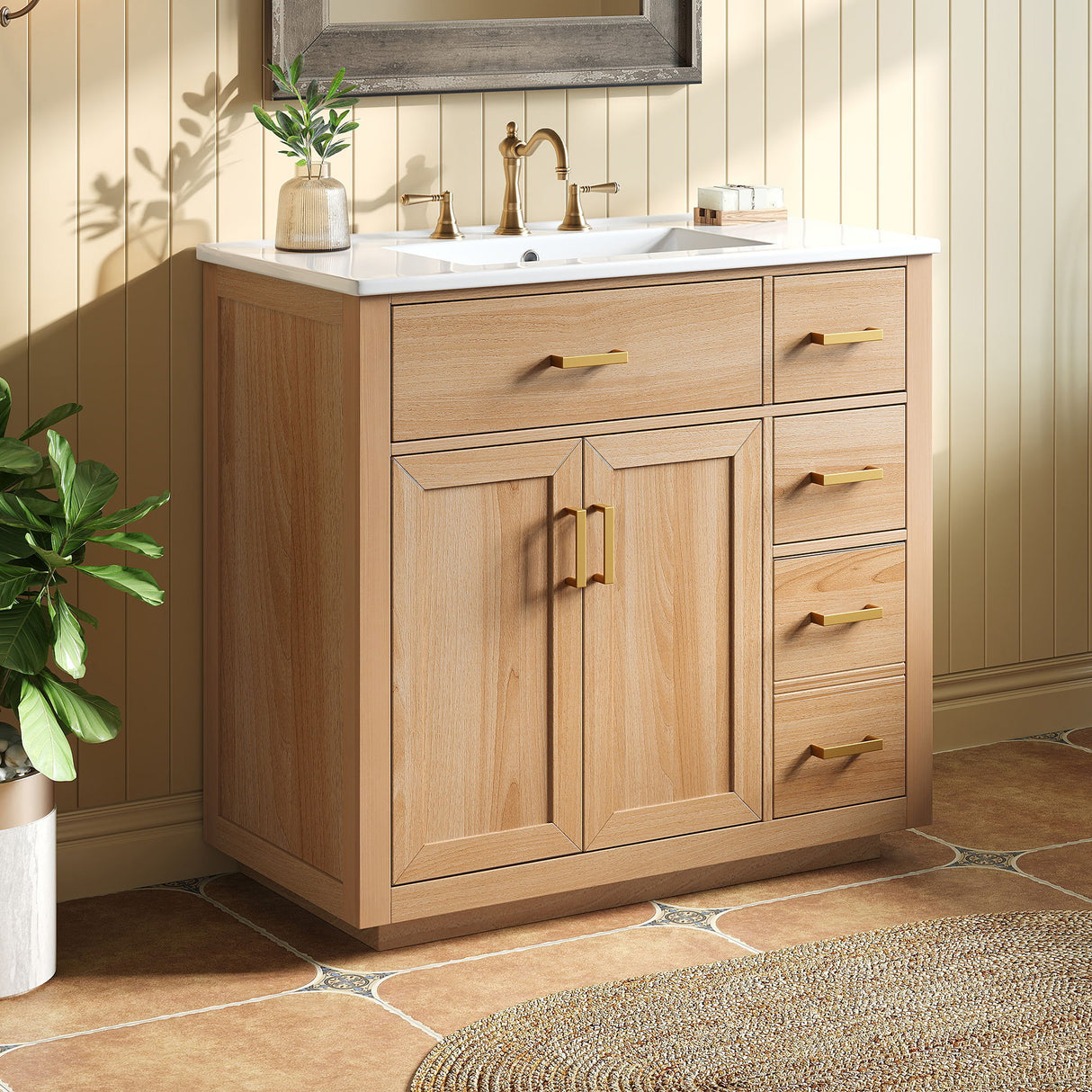 Bathroom Vanity & Sink, Soft Close Doors & Drawers - Wood