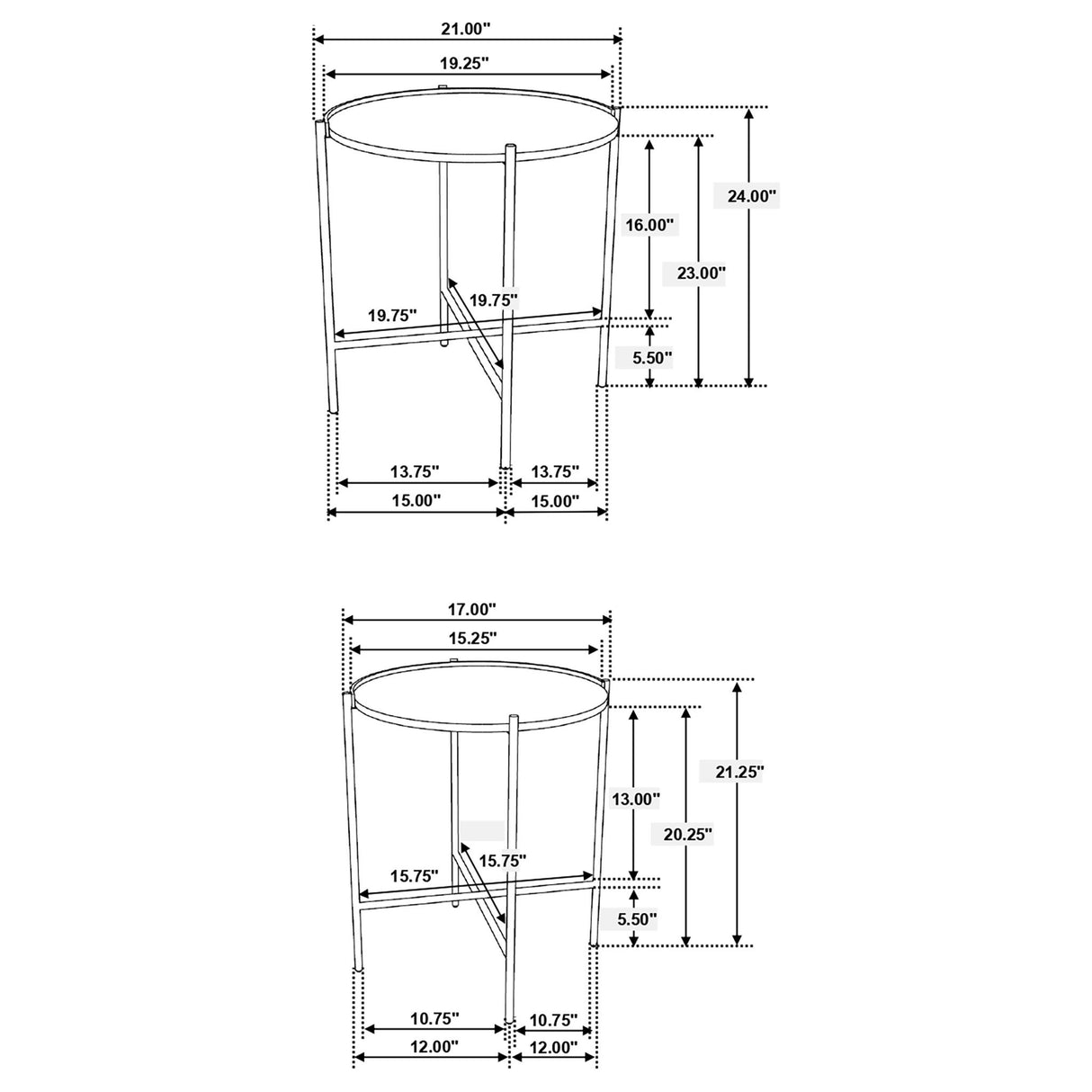 Genevieve - 2 Piece Round Nesting Table - Gold
