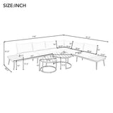 Modern Outdoor Sectional Sofa Set With Nesting Coffee Tables