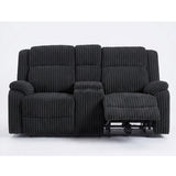 Motion Loveseat Recliner With Console Soft Seat Upholstered For Living Room - Black