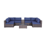 Elegant 4 Person Wicker Patio Seating Set With Cushions And Glass Top Table