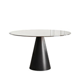 Round Dining Table With Tempered Glass Top - Black / Brown