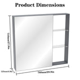 Medicine Cabinet, Wall Mounted Bathroom Mirror With Storage, Adjustable Shelves - Black Brown