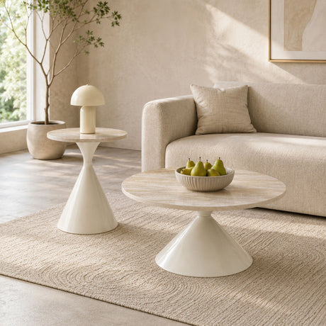 2 Piece Coffee Round Table Set