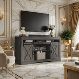 Farmhouse TV Stand With Sliding Barn Doors & Adjustable Storage