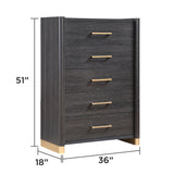 Clifton - 5 Drawer Chest - Espresso