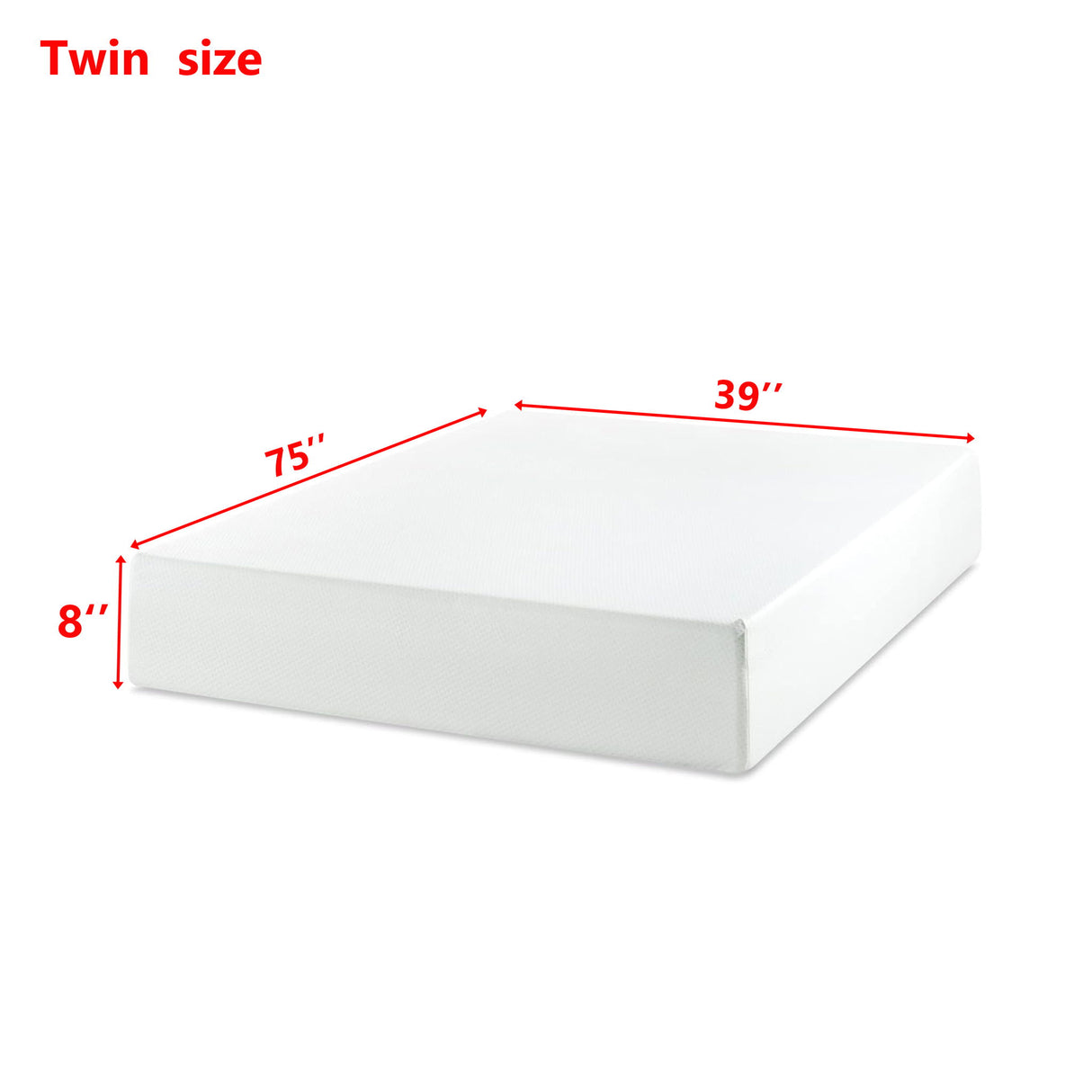 8" Green Tea Memory Foam Mattress In Box - White - Twin