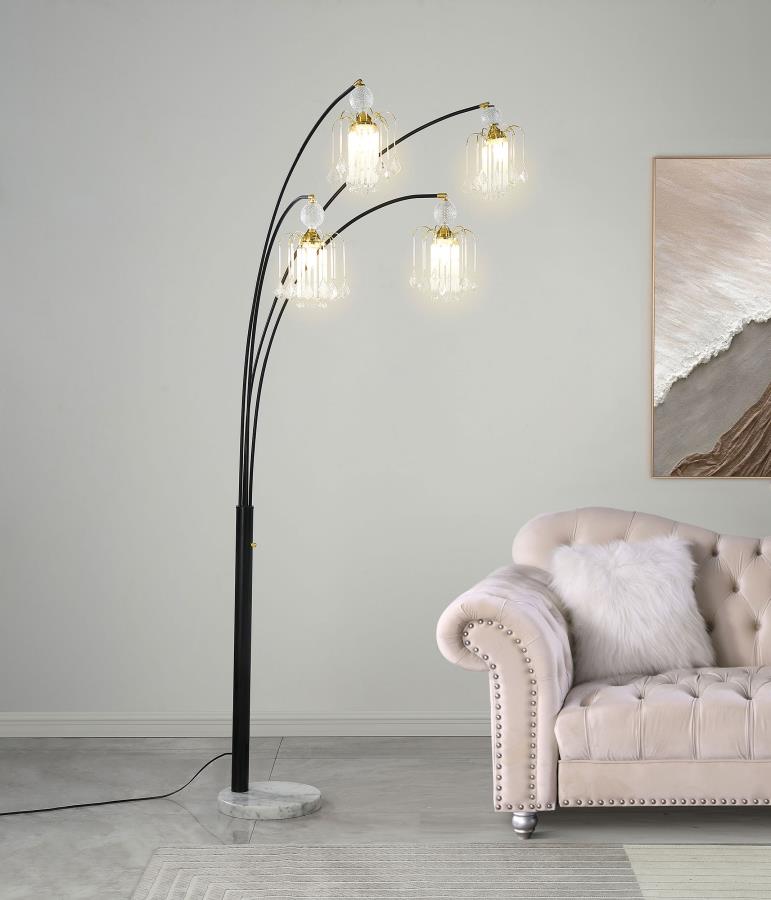Maisel 91-inch Hanging Crystal Arc Tree Floor Lamp Black - 1771N