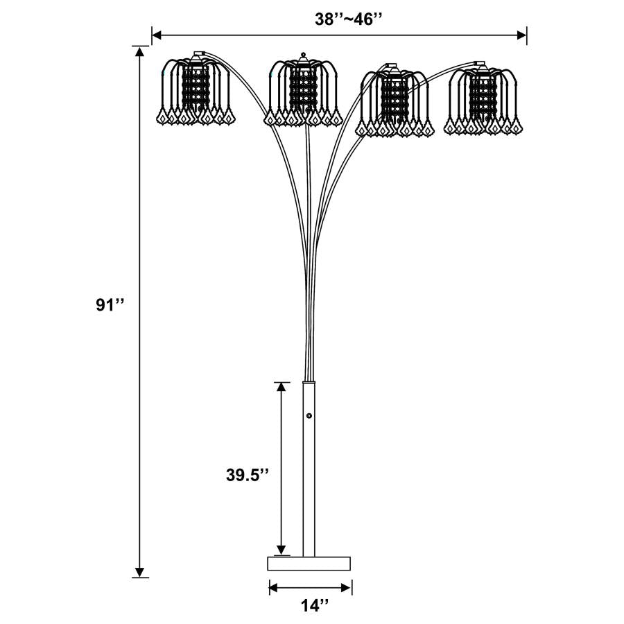 Maisel 91-inch Hanging Crystal Arc Tree Floor Lamp Black - 1771N