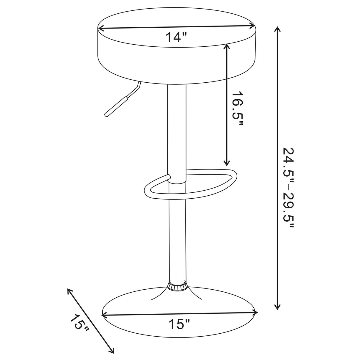 Adjustable Hydraulic Bar Stool With Base And Padded Seat - Black / Silver