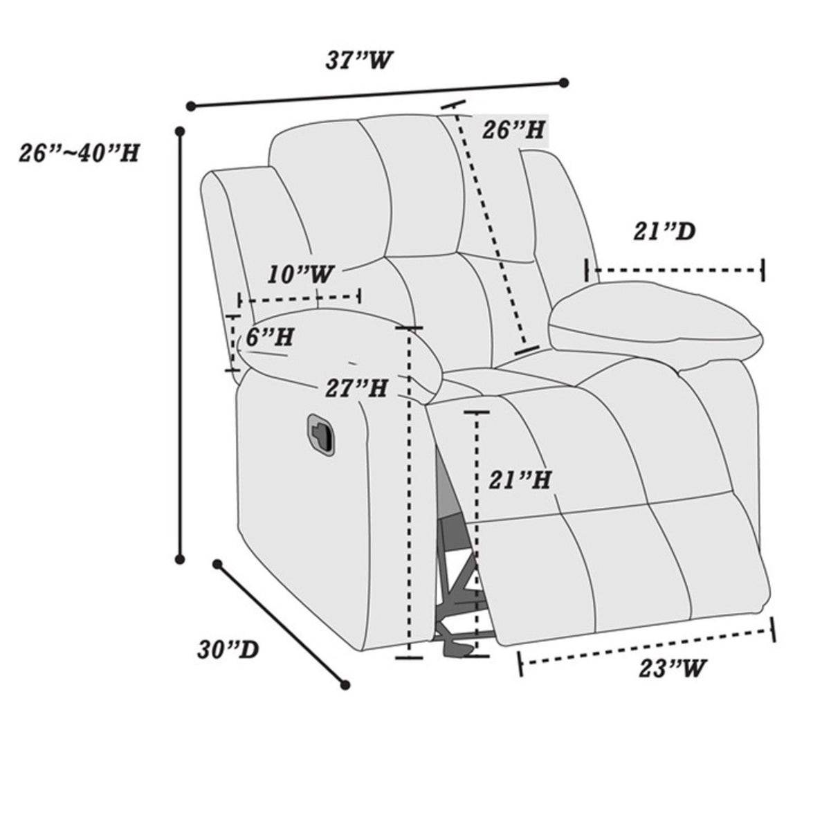 Modern Living Room Set, Reclining Mechanism
