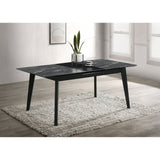 Bellingham - Dining Table With Self Storing Extension Leaf - Black Marble-Look Sintered Stone