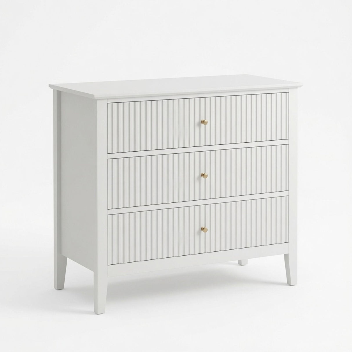 3 Drawer Nightstand, Wide With Soft Close Slides - White