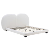 Queen Size Upholstered Platform Bed Frame With Split Headboard - White