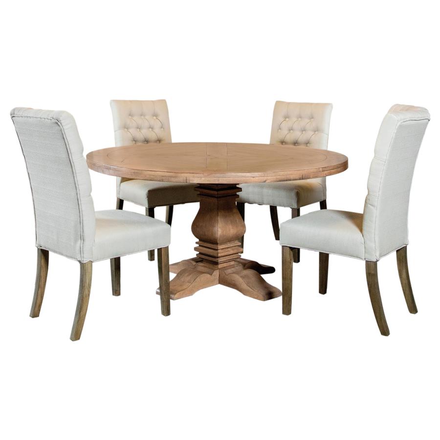 Florence 5-piece Round Dining Table Set Rustic Honey - 180200-S5A