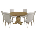 Florence 7-piece Round Dining Table Set Rustic Honey - 180200-S7B
