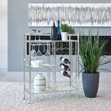 Derion 3-tier Rectangular Glass Shelf Metal Bar Cart Chrome - 181370