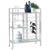 Derion 3-tier Rectangular Glass Shelf Metal Bar Cart Chrome - 181370