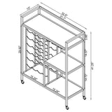 Derion 3-tier Rectangular Glass Shelf Metal Bar Cart Chrome - 181370