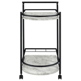 Desiree 2-tier Faux Marble Shelf Metal Bar Cart Black - 181376