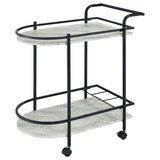 Desiree 2-tier Faux Marble Shelf Metal Bar Cart Black - 181376