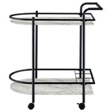Desiree 2-tier Faux Marble Shelf Metal Bar Cart Black - 181376