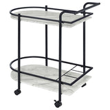 Desiree 2-tier Faux Marble Shelf Metal Bar Cart Black - 181376