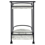 Desiree 2-tier Faux Marble Shelf Metal Bar Cart Black - 181376