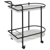 Desiree 2-tier Faux Marble Shelf Metal Bar Cart Black - 181376