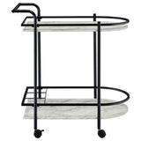 Desiree 2-tier Faux Marble Shelf Metal Bar Cart Black - 181376