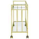 Cara 2-tier Rectangular Glass Shelf Metal Bar Cart Brass - 181381